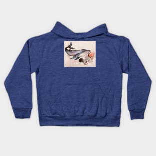 Whale and jelly in the light of the moon Kids Hoodie